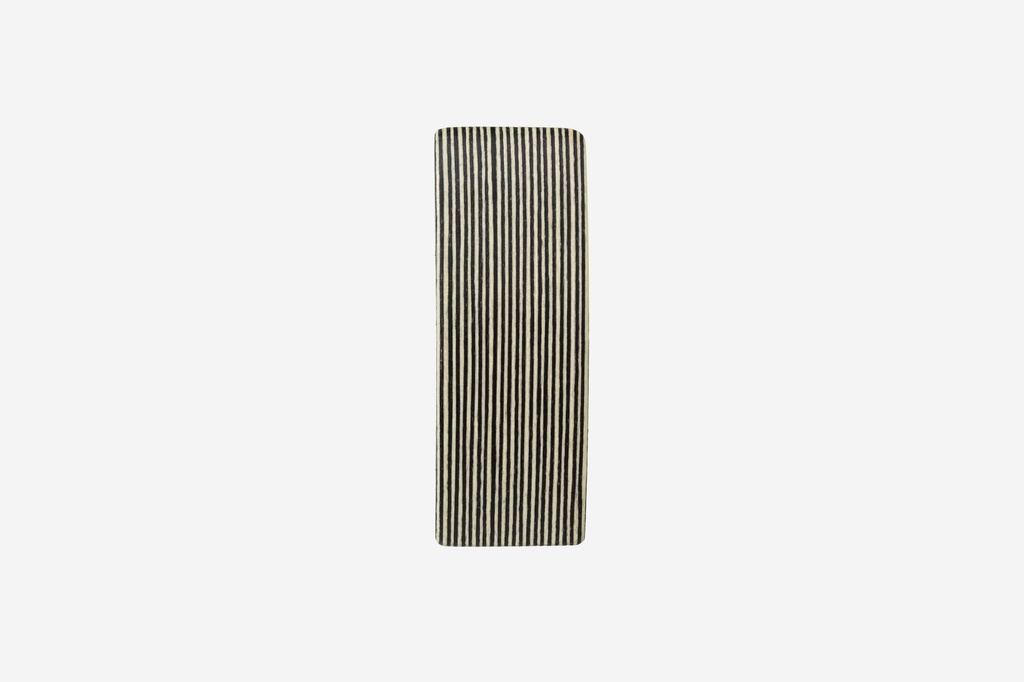 Haarspange rechteckig, Design Stripe, schwarz-weißes Furnierholz, Schließe 8cm