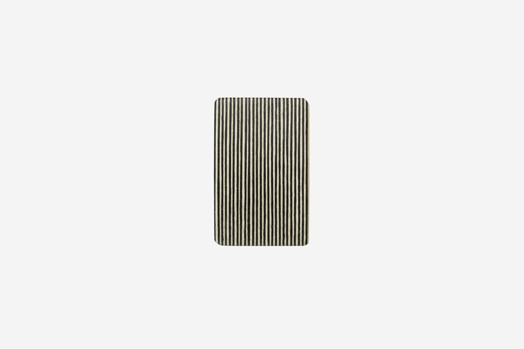 Haarspange rechteckig, Design Stripe, schwarz-weißes Furnierholz, Schließe 6cm