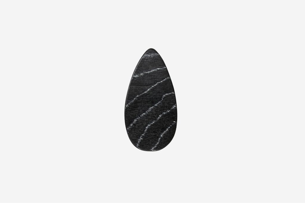Haarspange tropfenförmig, Design Sushi, schwarz-weißes Furnierholz, Schließe 6cm