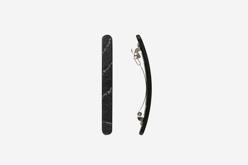 Haarspange schmal, Design Sushi, schwarz-weißes Furnierholz, Schließe 6cm