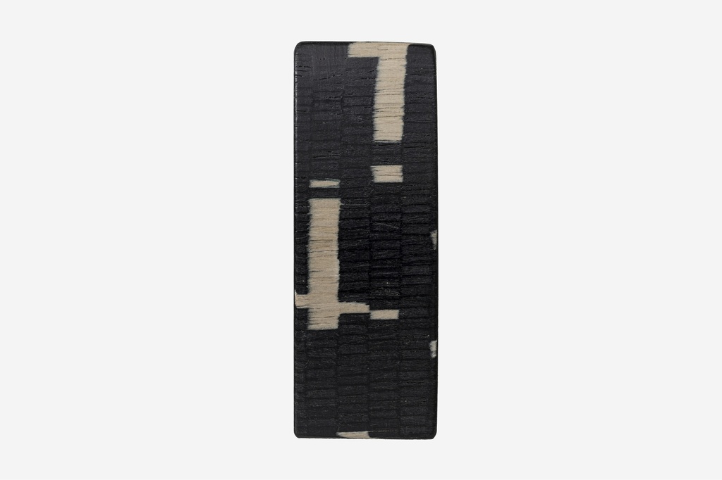 Haarspange rechteckig, Design Cloudy, schwarz-weißes Furnierholz, Schließe 10cm