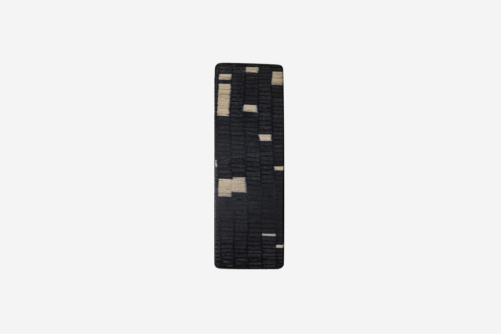Haarspange rechteckig, Design Cloudy, schwarz-weißes Furnierholz, Schließe 8cm