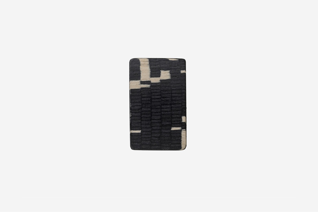 Haarspange rechteckig, Design Cloudy, schwarz-weißes Furnierholz, Schließe 6cm