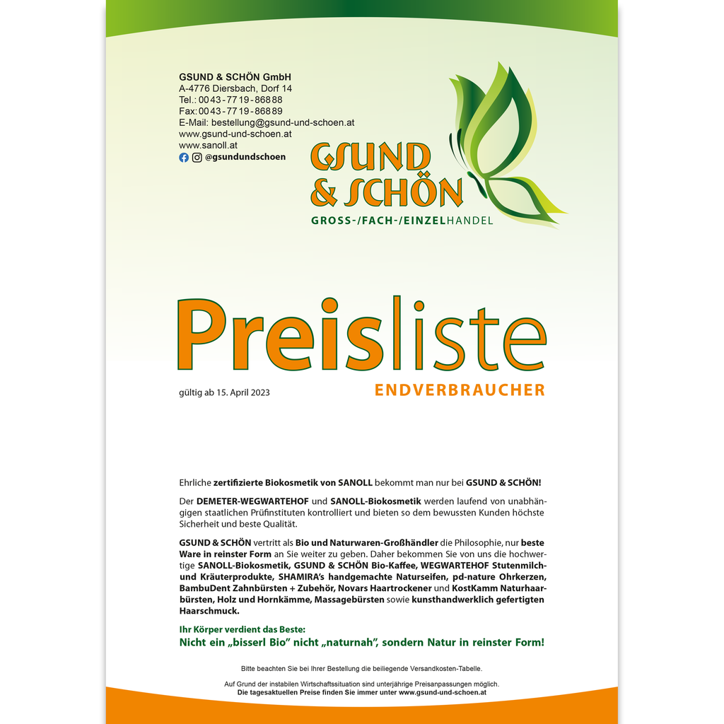 GSUND &amp; SCHÖN Preisliste Endverbraucher