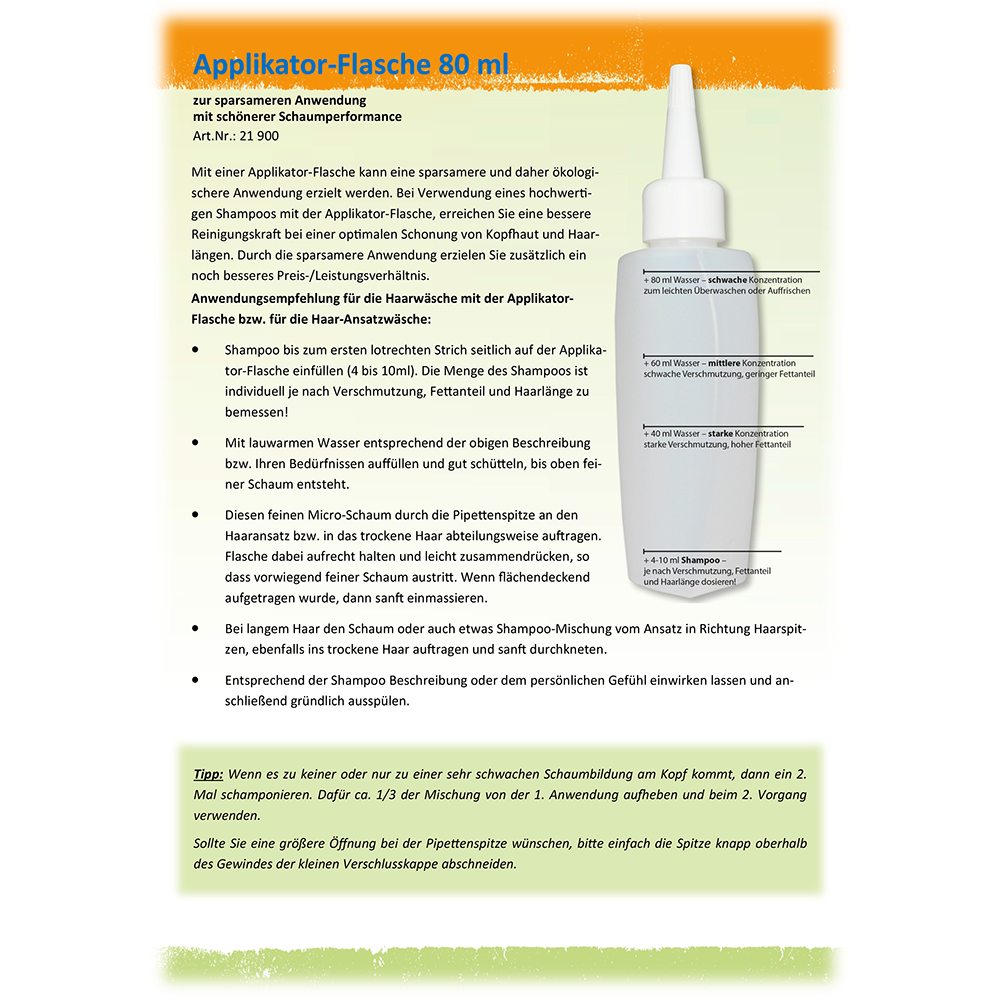 Anwender-Infos zur Applikator-Flasche