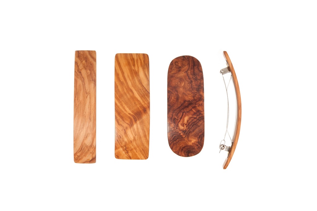 Haarspange, verschiedene Naturhölzer, Schließe 10cm