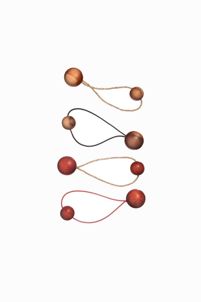 Zopfgummi, 2 Kugeln 20mm,verschiedene Naturhölzer