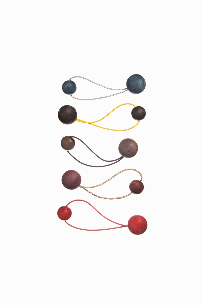 Zopfgummi, 2 Kugeln 20mm, uni eingefärbtes Schichtholz