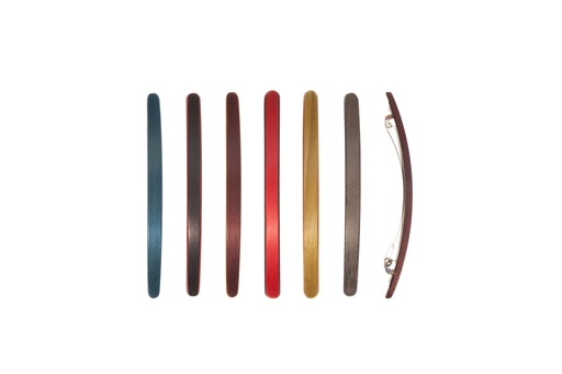 [k9522] Haarspange, schmal, einfarbiges Furnierholz mit fein abgesetztem Akzent, Schließe 10cm
