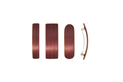 [k9523] Haarspange, einfarbiges Furnierholz mit fein abgesetztem Akzent, Schließe 8cm