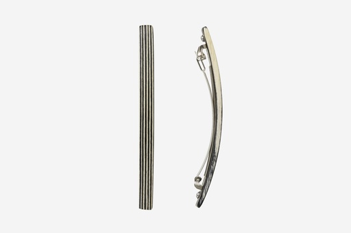 [k95121] Haarspange schmal, Design Stripe, schwarz-weißes Furnierholz, Schließe 10cm