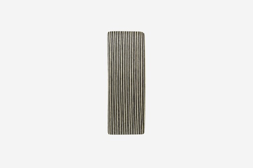 [k95131] Haarspange rechteckig, Design Stripe, schwarz-weißes Furnierholz, Schließe 8cm