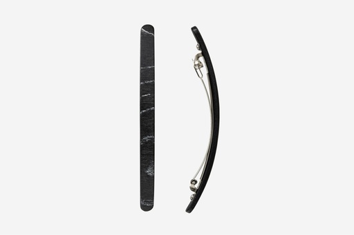 [k95221] Haarspange schmal, Design Sushi, schwarz-weißes Furnierholz, Schließe 10cm