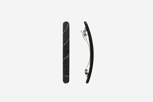 [k95251] Haarspange schmal, Design Sushi, schwarz-weißes Furnierholz, Schließe 6cm