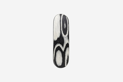 [k95232] Haarspange oval, Design Wave, schwarz-weißes Furnierholz, Schließe 8cm