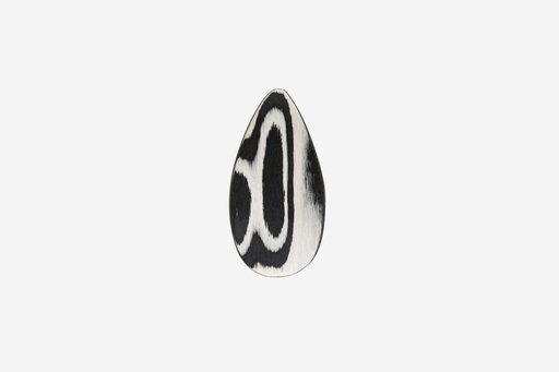 [k95242] Haarspange tropfenförmig, Design Wave, schwarz-weißes Furnierholz, Schließe 6cm